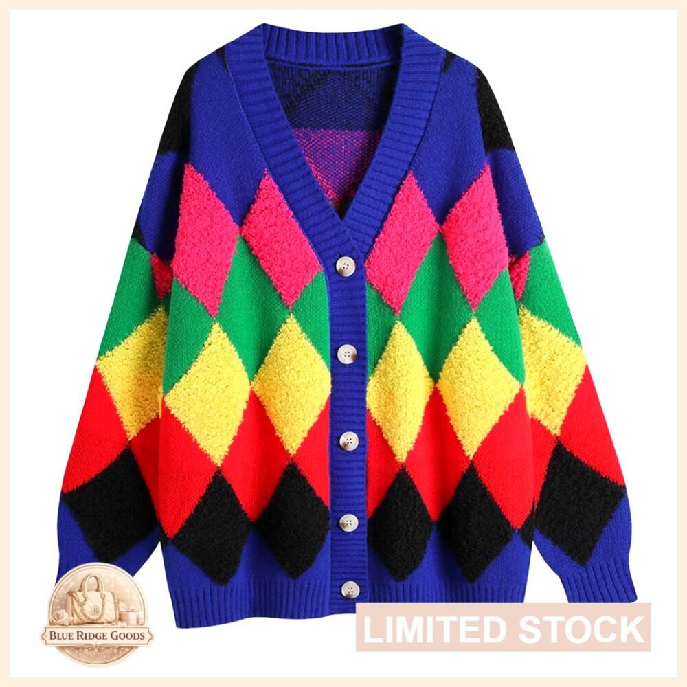 Oversized Chunky Knit Cardigan Button Down V-Neck Sweater